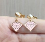 Børne øreringe - clips; lyserøde diamanter